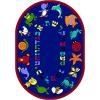 Joy Carpets Kid Essentials Hebrew ABC Animals Rug, Red, 7'7" Round view 1