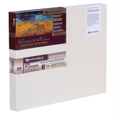 MASTERPIECE 42109 Vincent Pro 7/8" Deep Vintage L21C Belgian Linen 13.0 oz Oil Primed Linen Stretched Canvas 6" x 6"