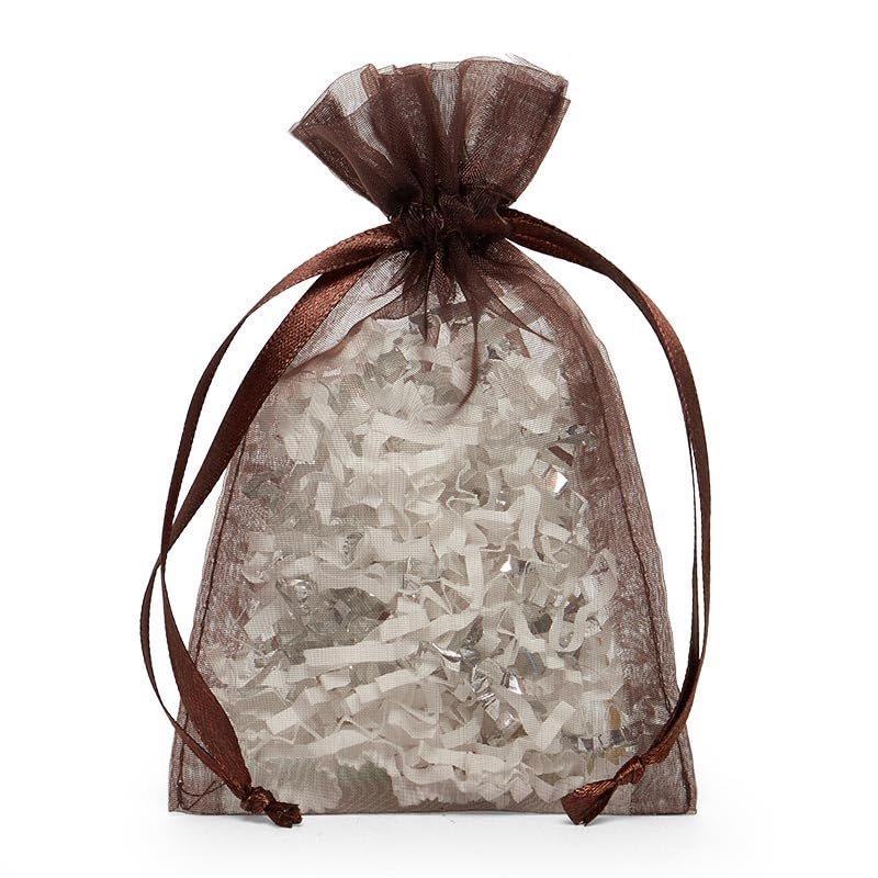 Brown Organza Favor Bags 4" X 6" | Quantity: 30