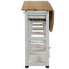 Casual Home Drop Leaf Breakfast Cart with 2 Stools-White, 32"D x 29.75"W x 33"H view 2