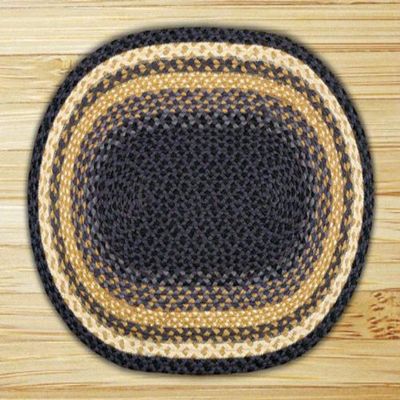 Earth Rugs Oval Area Rug, 8' x 11', Light Dark Blue/Mustard