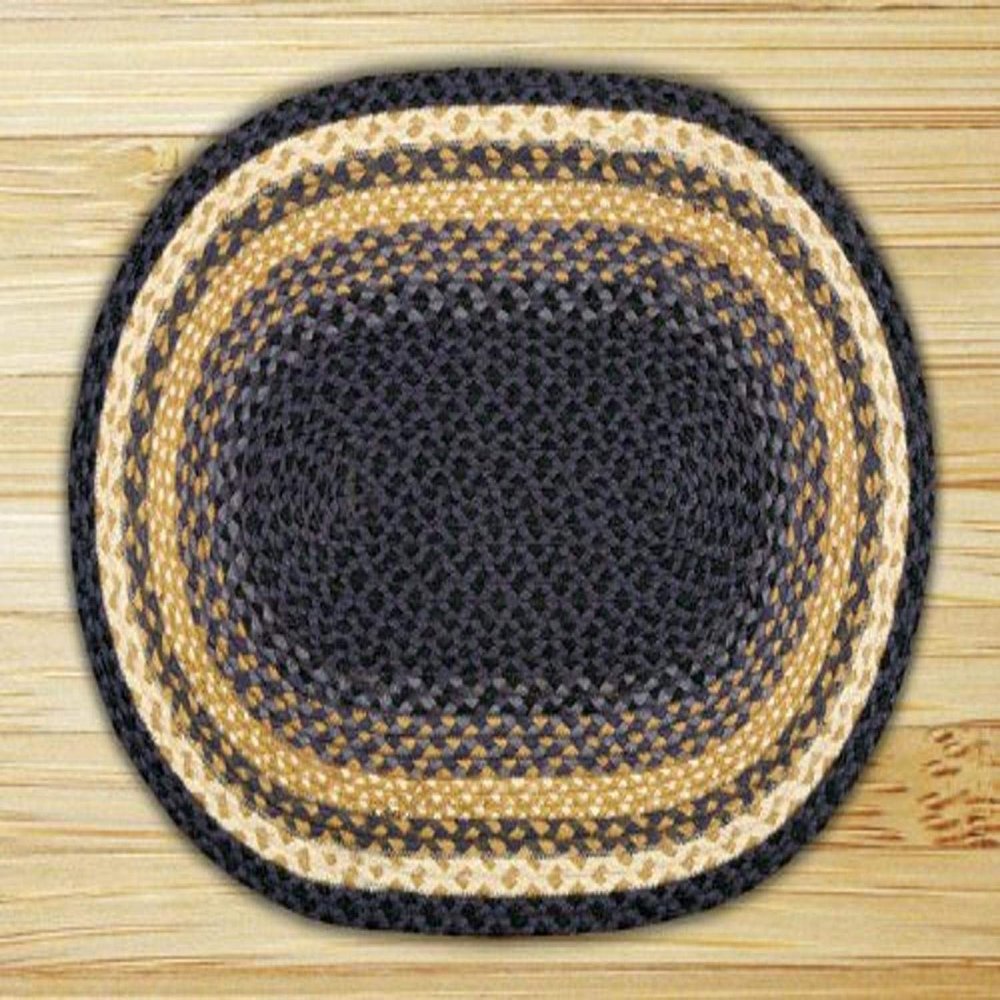 Earth Rugs Oval Area Rug, 8' x 11', Light Dark Blue/Mustard
