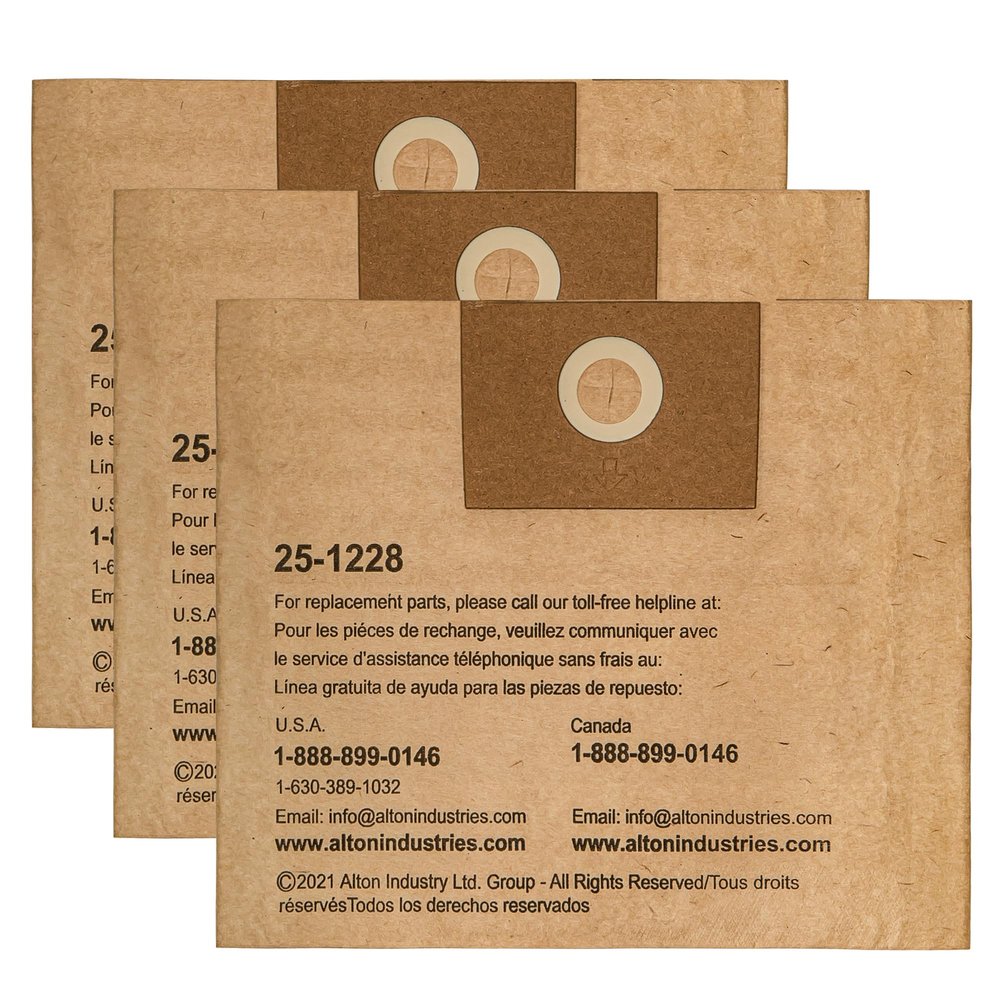 3 Pack STANLEY Disposable Filter Bag 25-1228, for 1-3.5 Gallon Wet/Dry Vacuum, Dust Bag Compatible with STANLEY SL18136