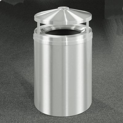 Glaro Inc. Glaro 16 Gallon Ash/Trash Receptacle w/Canopy Top, Satin Aluminum - H1502SA