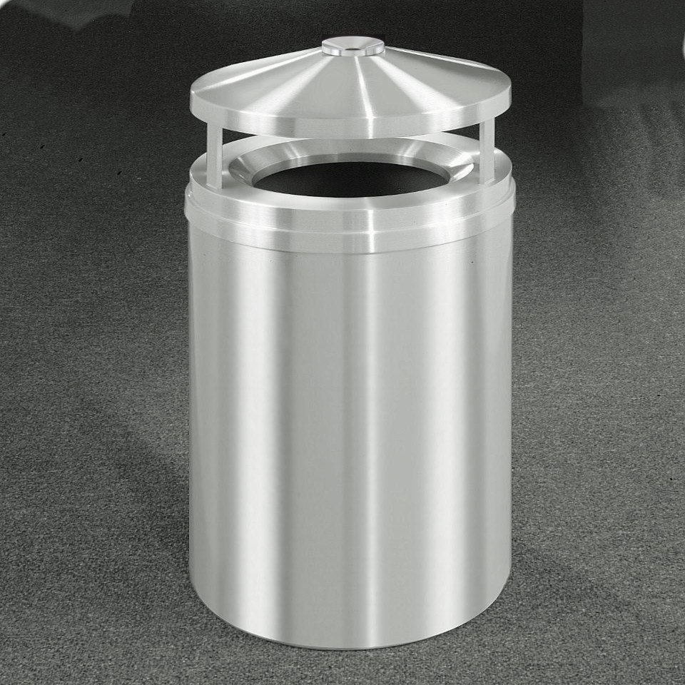 Glaro Inc. Glaro 16 Gallon Ash/Trash Receptacle w/Canopy Top, Satin Aluminum - H1502SA