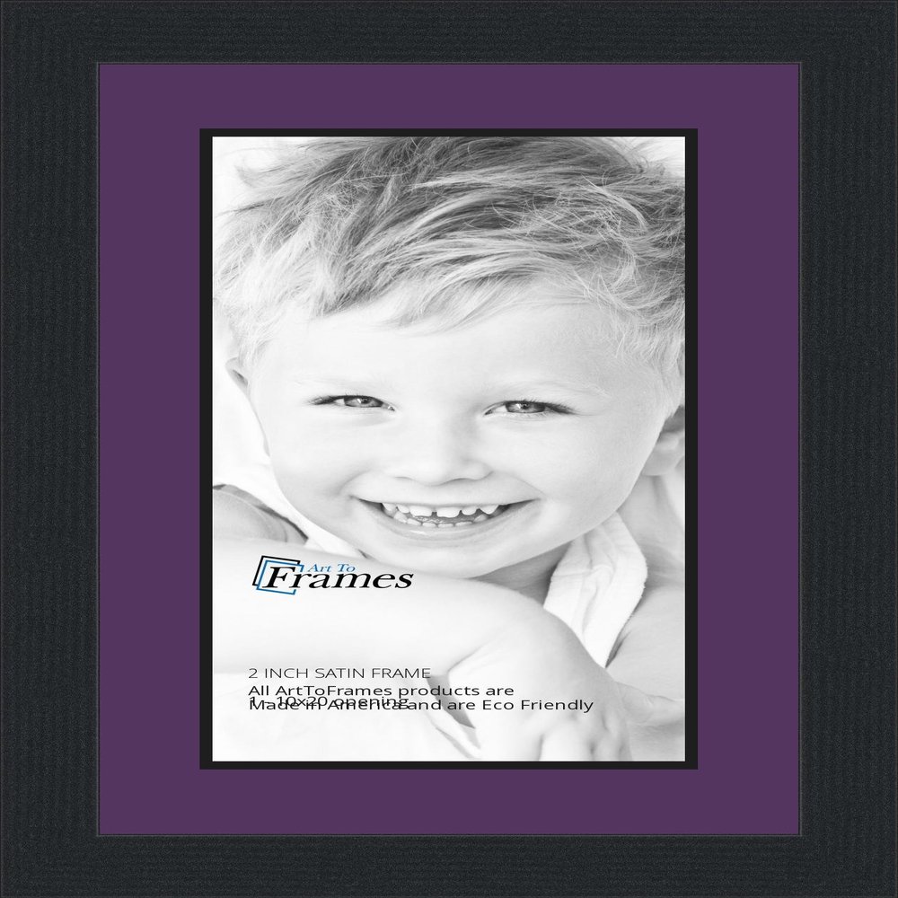 10x20 / 10 x 20 Picture Frame Satin Black .. 2'' Wide with a 2'' Double mat