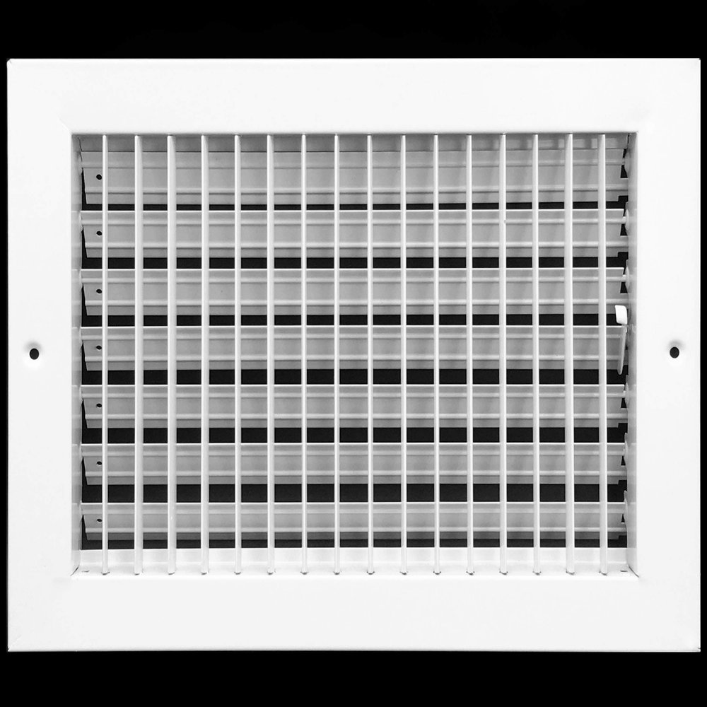 HVAC Premium 12''w X 8''h Adjustable AIR Supply Diffuser - HVAC Vent Cover Sidewall or Ceiling - Grille Register - High Airflow - White [Outer Dimensions: 13.75''w X 9.75''h]