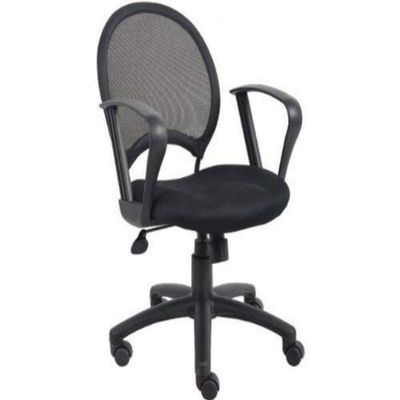 Boss Office Products Mesh Task Chair with Loop Arms in Black