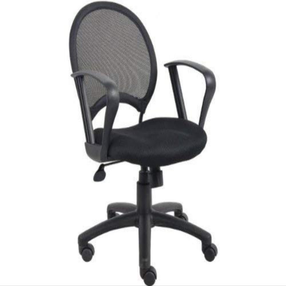 Boss Office Products Mesh Task Chair with Loop Arms in Black