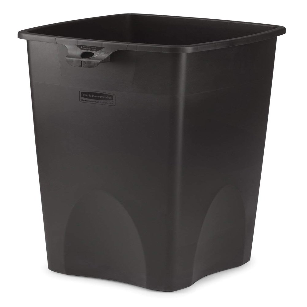Rubbermaid Commercial RCP356988BK Untouchable Waste Container Square Plastic 23 gal.