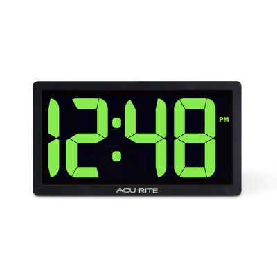 AcuRite 75112M 10-inch LED Digital Clock with Auto Dimming Brightness Green