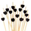 BambooMN 3.9" Decorative Black Heart Bamboo Cocktail Fruit Sandwich Picks Skewers for Catered Events, Holiday's, Restaurants or Buffets Party Supplies, 200 Pieces view 1