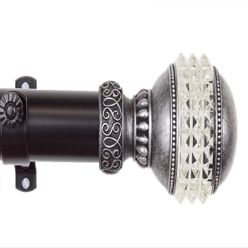 A&F Rod Decor - Sparkle Curtain Rod Set 165-215 inch, 1.5" OD - Black