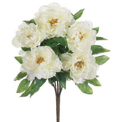 19" Silk Peony Flower Bush -White (pack of 6)