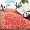 SAFAVIEH Washable Rug Outdoor Courtyard Collection - 7'10" Square, Red & Natural, Non-Shedding & Easy Cleaning, Ideal for Patio, Backyard, Mudroom (CY2665-3707) view 1