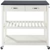 Crosley Furniture Granite Top Kitchen Prep Rolling Cart, Microwave Stand, Coffee Bar, with Shelves, White view 2