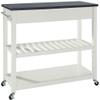 Crosley Furniture Granite Top Kitchen Prep Rolling Cart, Microwave Stand, Coffee Bar, with Shelves, White view 3