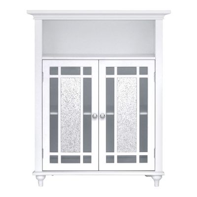 Teamson Home Windsor 26.5 in. x 34.02 in. 2-Door Freestanding Wooden Floor Cabinet with Adjustable Shelves for Storage Solutions in Bathrooms, Kitchens, Laundry Rooms, Home Offices, White