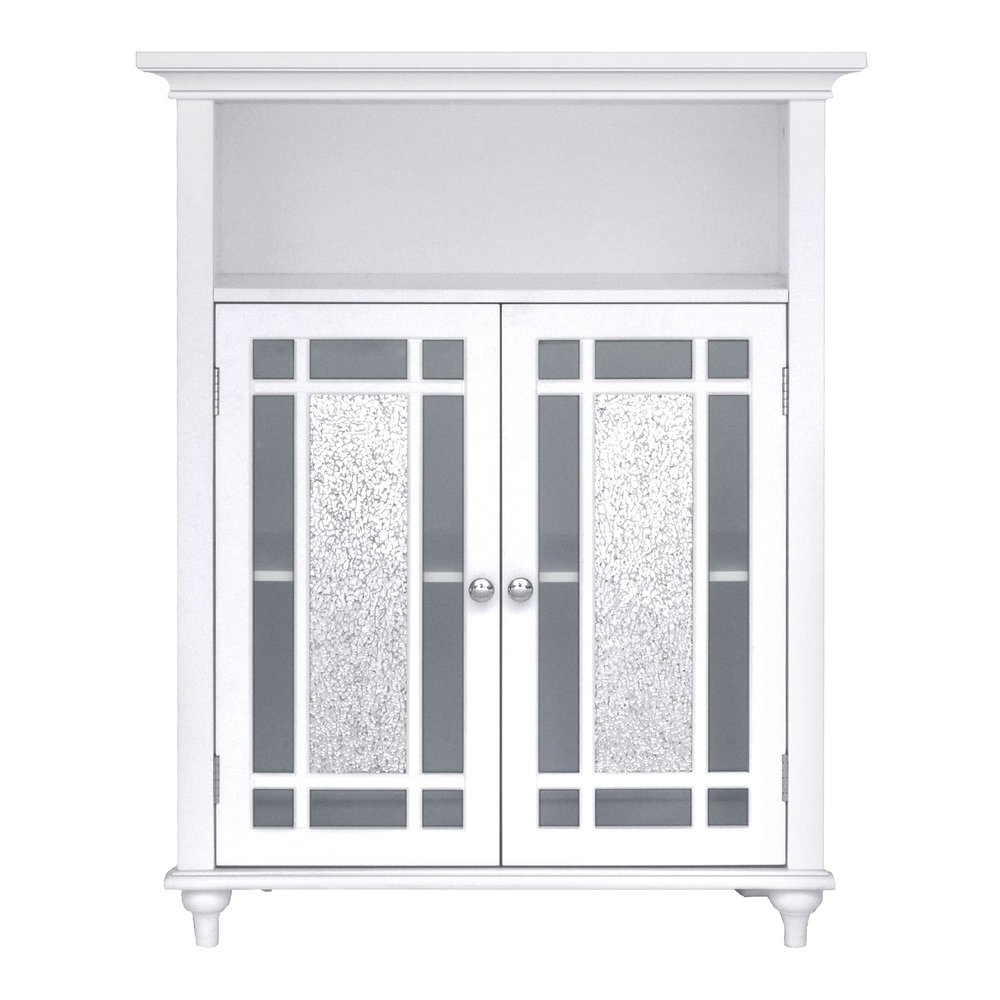 Teamson Home Windsor 26.5 in. x 34.02 in. 2-Door Freestanding Wooden Floor Cabinet with Adjustable Shelves for Storage Solutions in Bathrooms, Kitchens, Laundry Rooms, Home Offices, White