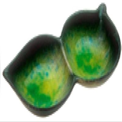 07759 Ceramic Indigo Style Bean Pot, Green, 2 Pieces