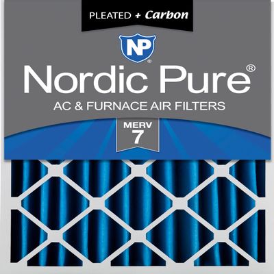Nordic Pure 16x20x4 (Actual Size: 15 1/2 x 19 1/2 x 3 5/8) Pleated Air Filters MERV 7 Plus Carbon 1 Pack
