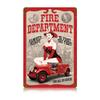 12 X 18 - Vintage Metal Sign - Fire Dept. Pin Up view 1