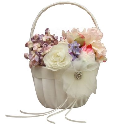 Jamie Lynn Wedding Accessories Flower Basket, Chloe, Ivory
