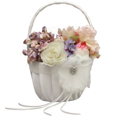 Jamie Lynn Wedding Accessories Flower Basket, Chloe, White