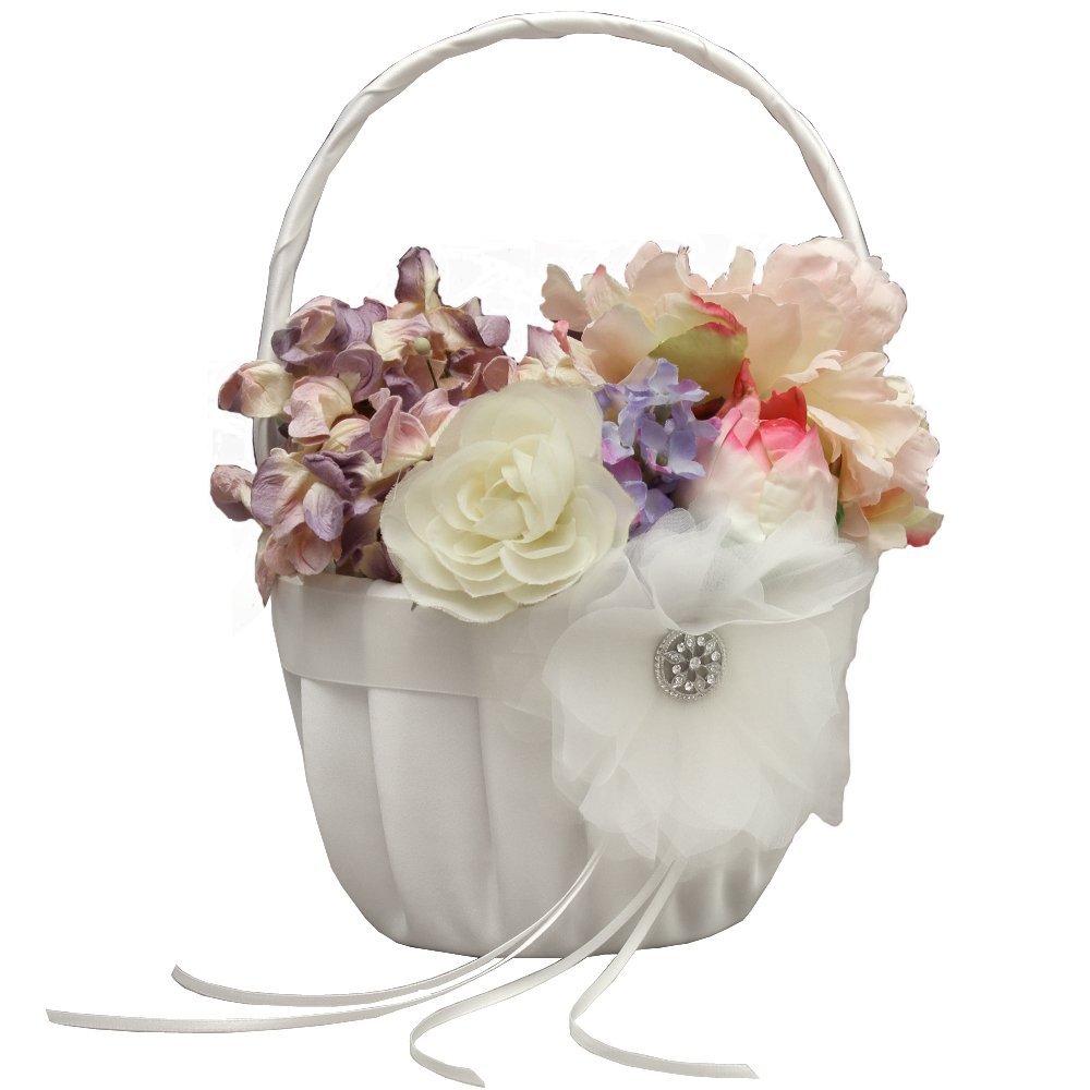 Jamie Lynn Wedding Accessories Flower Basket, Chloe, White