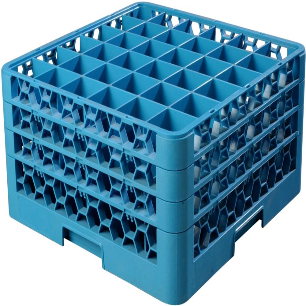 Carlisle FoodService Products RG36-314 OptiClean 36 Compartment Glass Rack with 3 Extenders, 2-15/16" Compartments, Blue (Pack of 2)