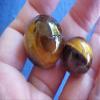 E3708 Gemqz Tiger EYE Carved Sphere Pair Nice !! view 2