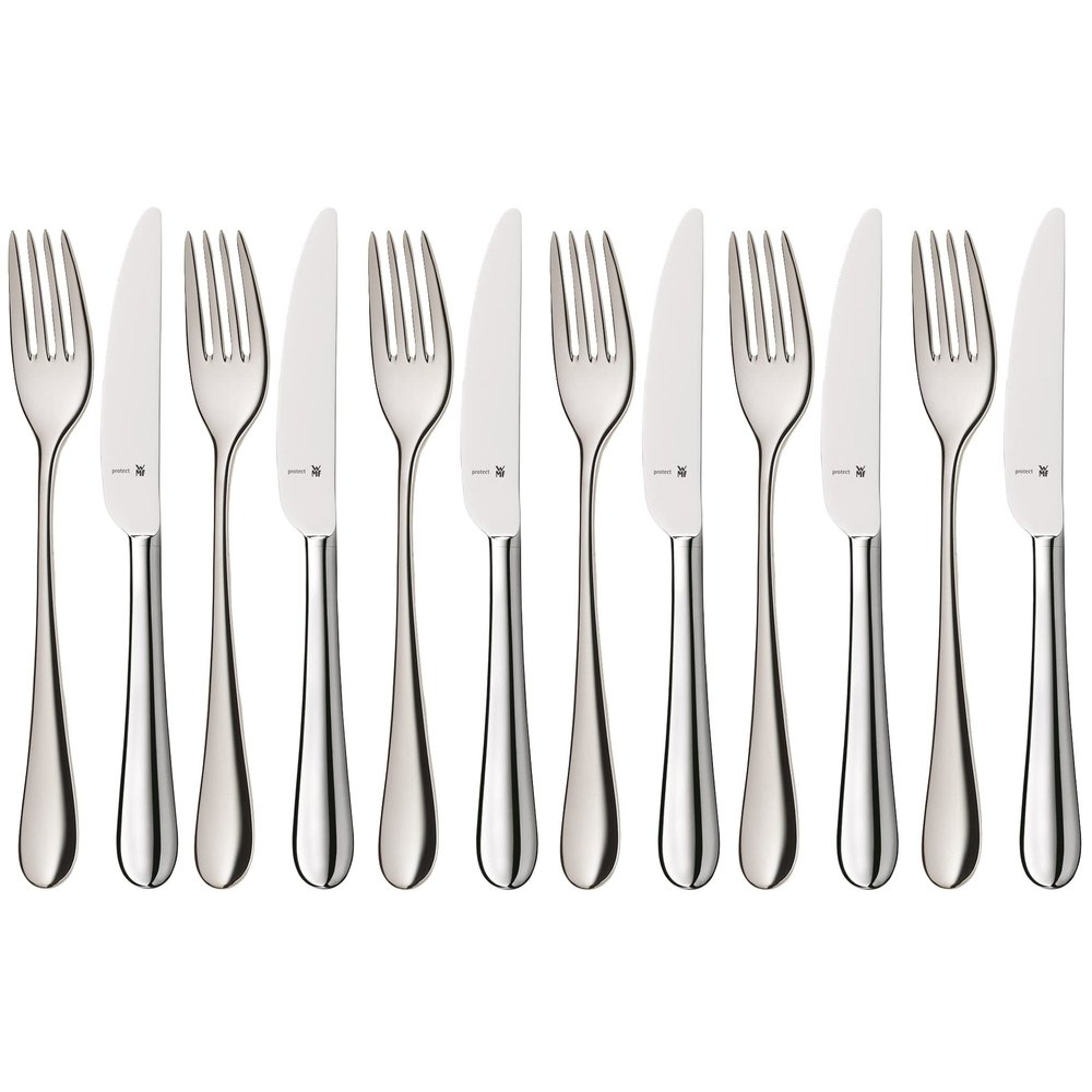 WMF Merit Dessert Cutlery Set 12 Pieces Appetizer Cutlery for 6 People Breakfast Cutlery Cromargan Protect Polished Scratch-Resistant Dishwasher Safe