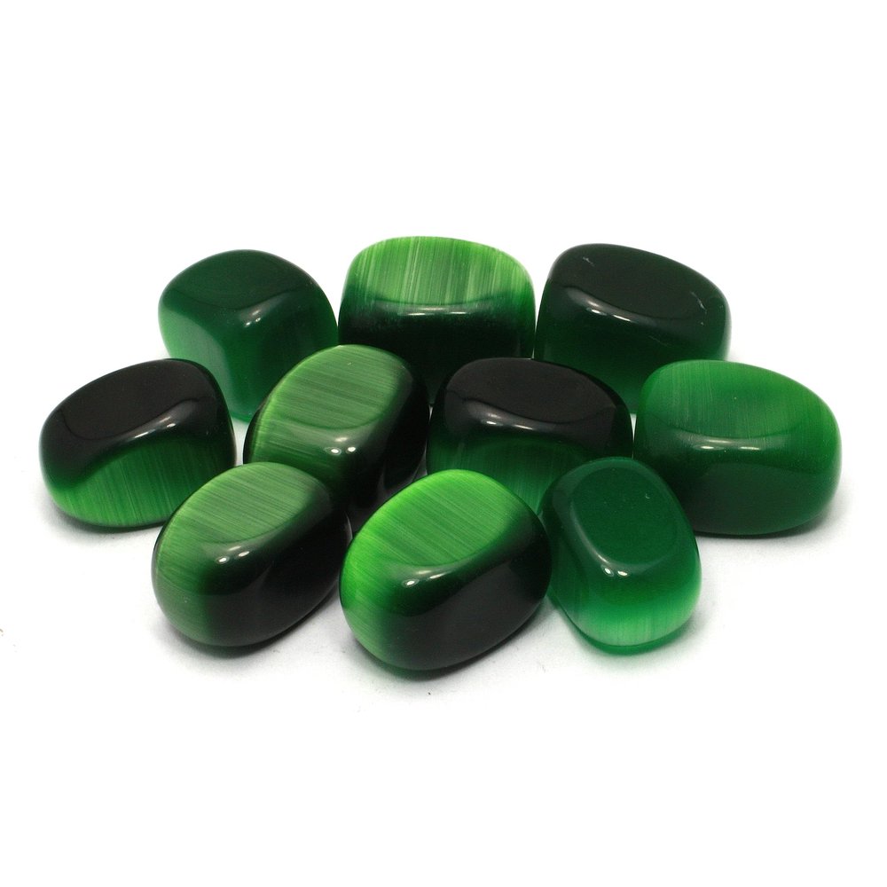 CrystalAge Green Cats Eye Tumble Stone - Synthetic - Single Stone