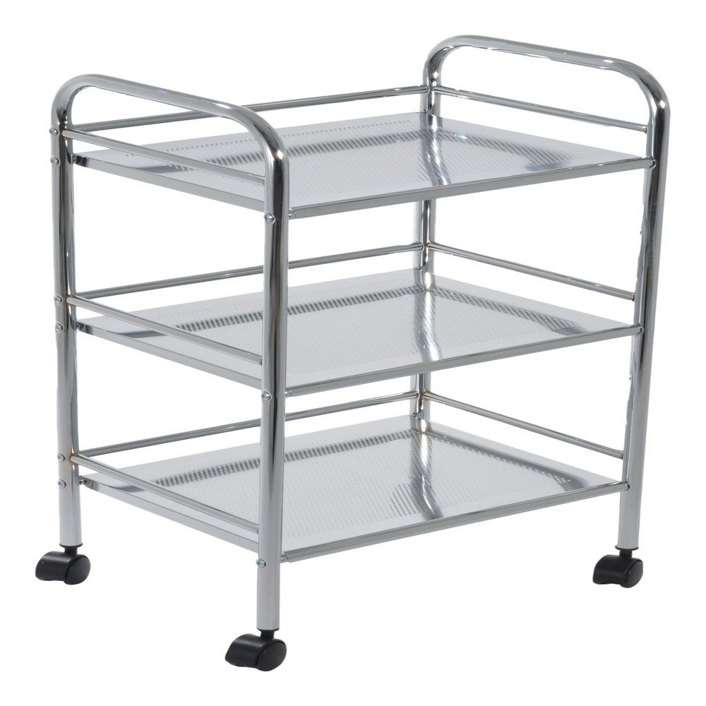 Aspect BR013 Bathroom/Kitchen Storage-Lucy 3 Tier Shelf Trolley-Chrome Finish, Metal, 40x32x74cm