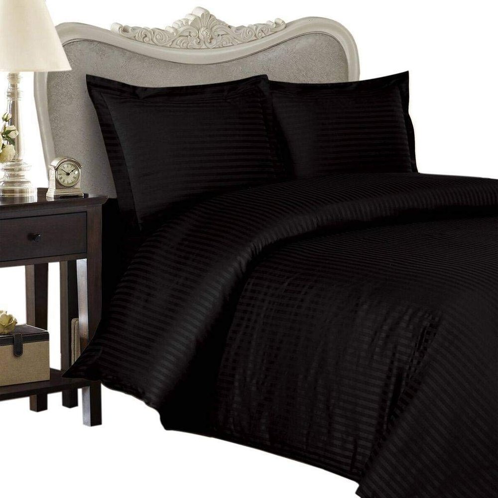 ITALIAN 1500 Thread Count Egyptian Cotton QUEEN Size, BLACK Stripe, Duvet Cover Set Set includes 1 DUVET COVER and 2 PILLOW SHAMS/Pillow Cases