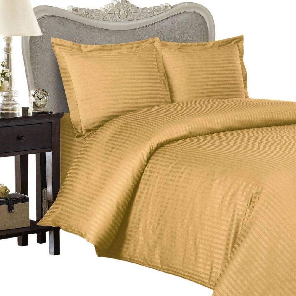 ITALIAN 1500 Thread Count Egyptian Cotton KING Size, GOLD Stripe, Duvet Cover Set Set includes 1 DUVET COVER and 2 PILLOW SHAMS/Pillow Cases