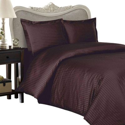1000 Thread Count Egyptian Cotton California King Size, Chocolate Stripe, Duvet Cover Set Set Includes 1 Duvet Cover and 2 Pillow Shams/Pillow Cases