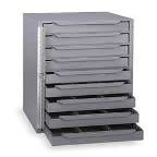 Storage Cabinet, 12-5/8 in W, 9 Drawers