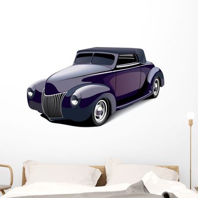 Wallmonkeys Classic Purple Muscle Car Wall Decal Peel and Stick Graphic (48 in W x 34 in H) WM55258