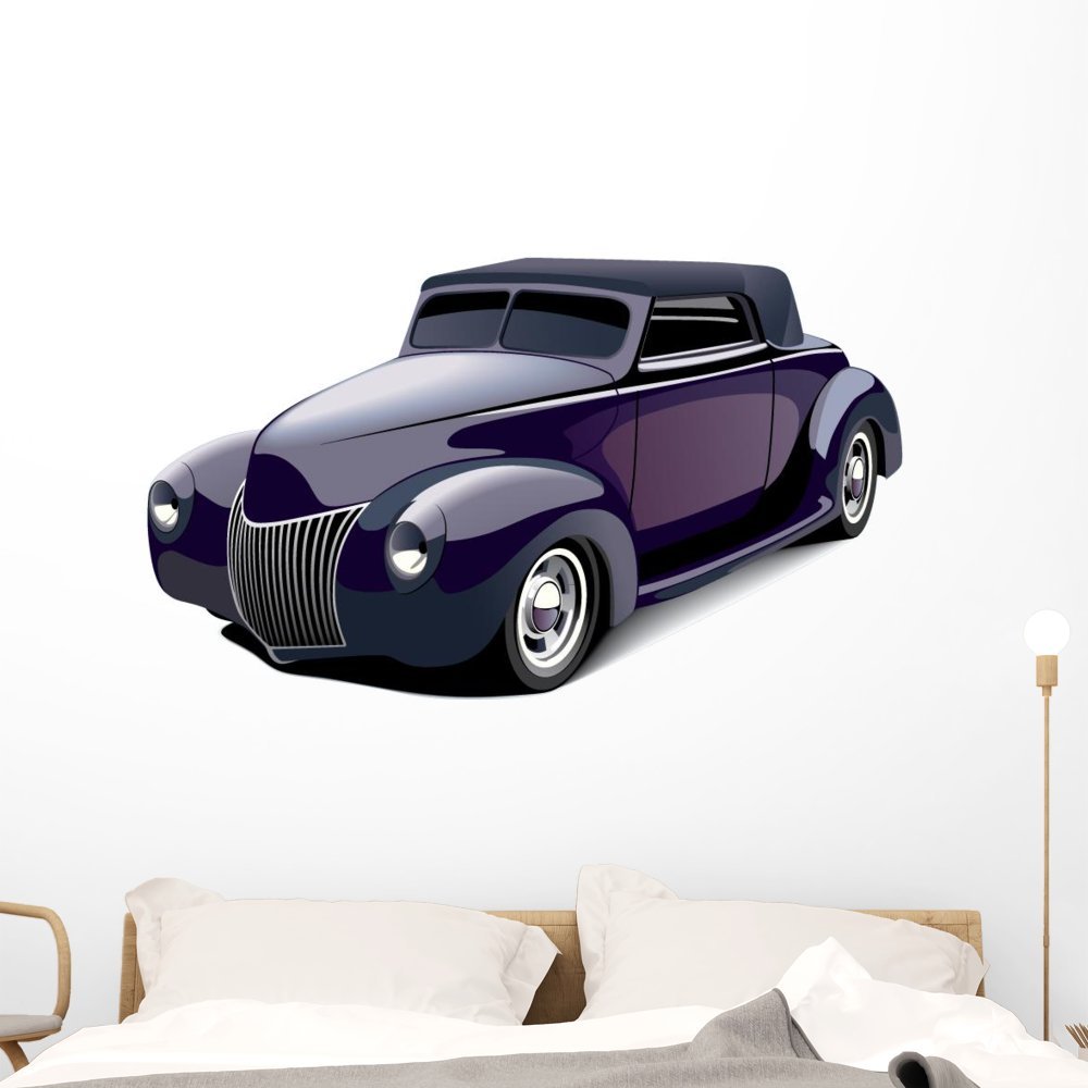 Wallmonkeys Classic Purple Muscle Car Wall Decal Peel and Stick Graphic (48 in W x 34 in H) WM55258