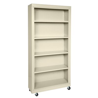 Atlantic Metal Mobile Bookcase - 36X18x78" - Putty - Putty