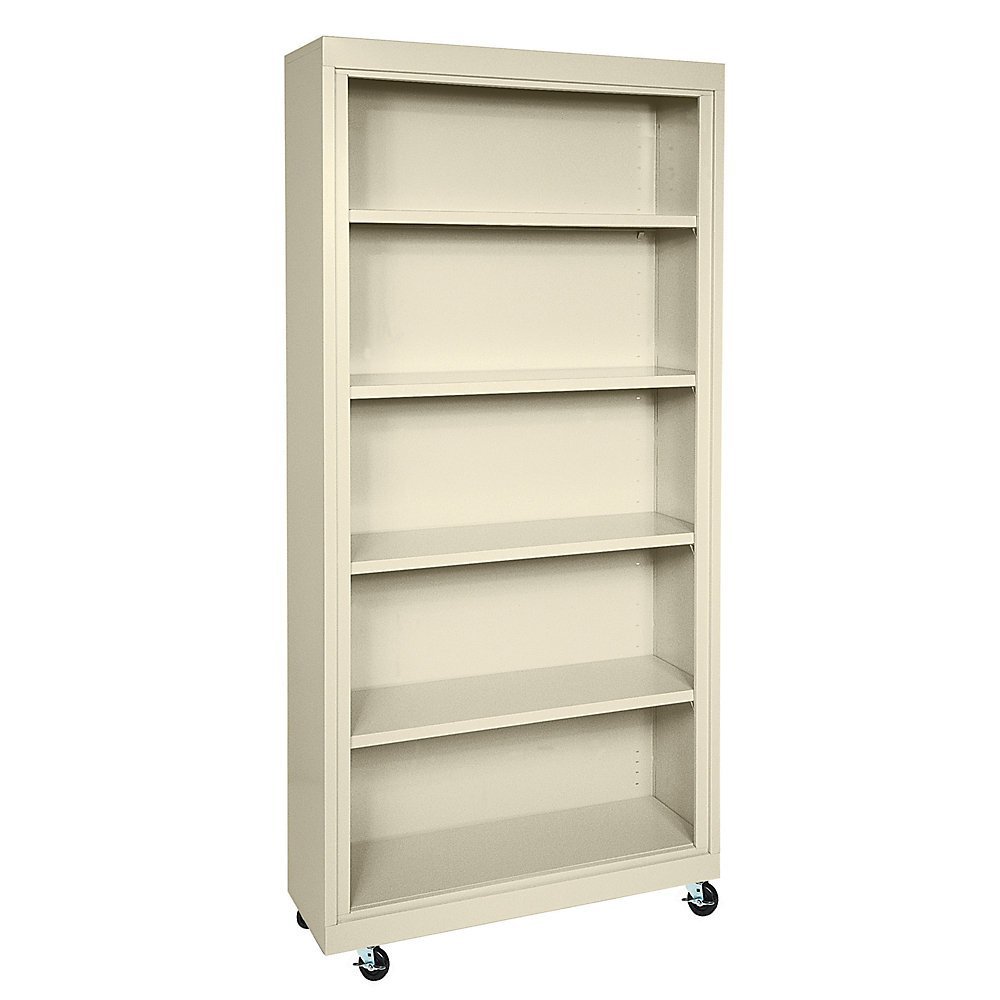 Atlantic Metal Mobile Bookcase - 36X18x78" - Putty - Putty