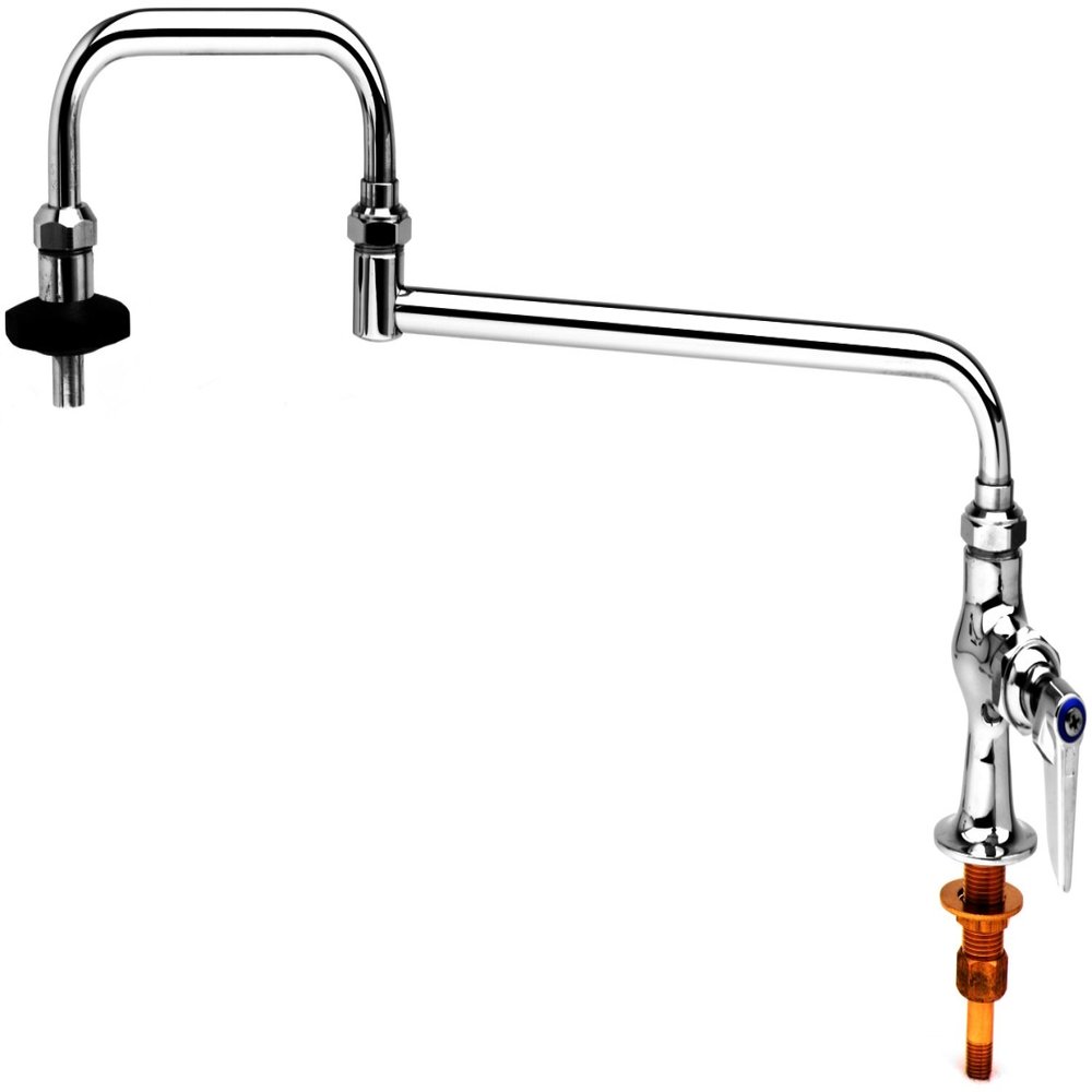 T&S Brass B-0591, Pot Filler with Deck Mount, Single Control, 24-Inch Double Joint Nozzle and Insulated On-Off Control