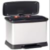 Curver Metal Effect 70% Recycled Kitchen Accessories 30L Duo Recycling Pedal Touch Deco Bin, Silver view 1