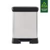 Curver Metal Effect 70% Recycled Kitchen Accessories 30L Duo Recycling Pedal Touch Deco Bin, Silver view 2