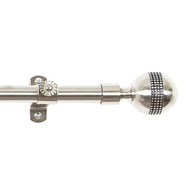 Achim Home Furnishings Royalle Mirage Curtain Rods with Finials, 86-Inch Extends to 150-Inch, Silver