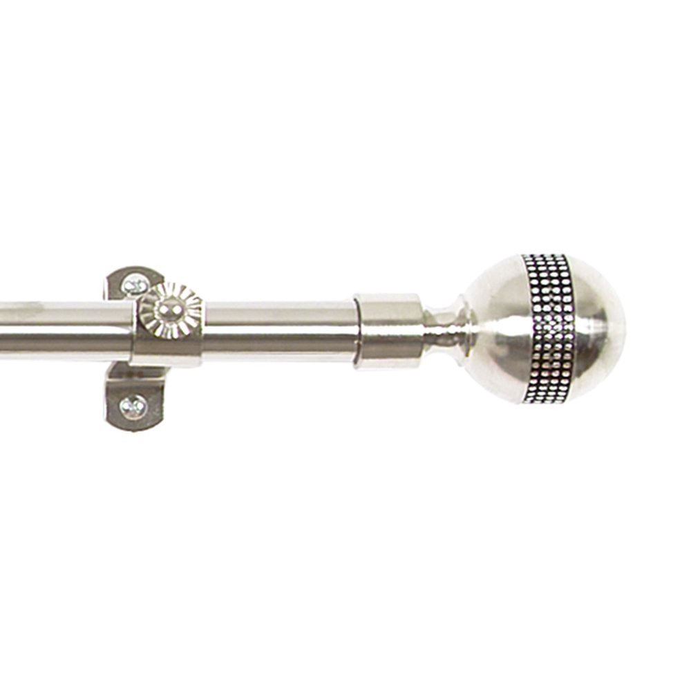 Achim Home Furnishings Royalle Mirage Curtain Rods with Finials, 86-Inch Extends to 150-Inch, Silver
