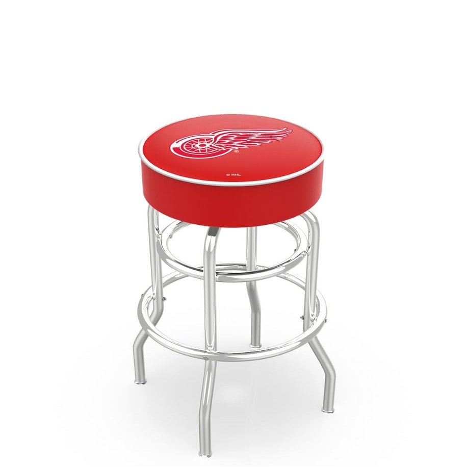 L7C1 Detroit Red Wings 25" Double-Ring Swivel Counter Stool with Chrome Finish