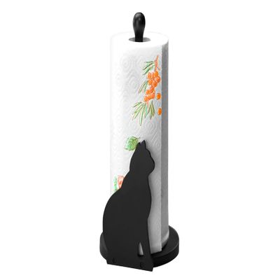 Maximex Paper Roll Holder Cat Minimalist Look MDF 15 x 30 x 15 cm Black