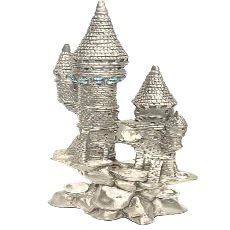 RAWCLIFF Pewter Rapunzel Castle: A Magical 8-Inch Masterpiece with Crystal Elegance